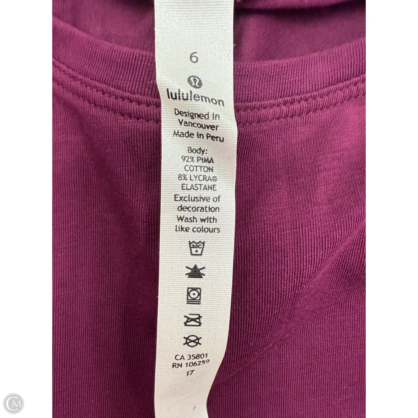 Athletic Top Long Sleeve Crewneck By Lululemon In Purple, Size: 6
