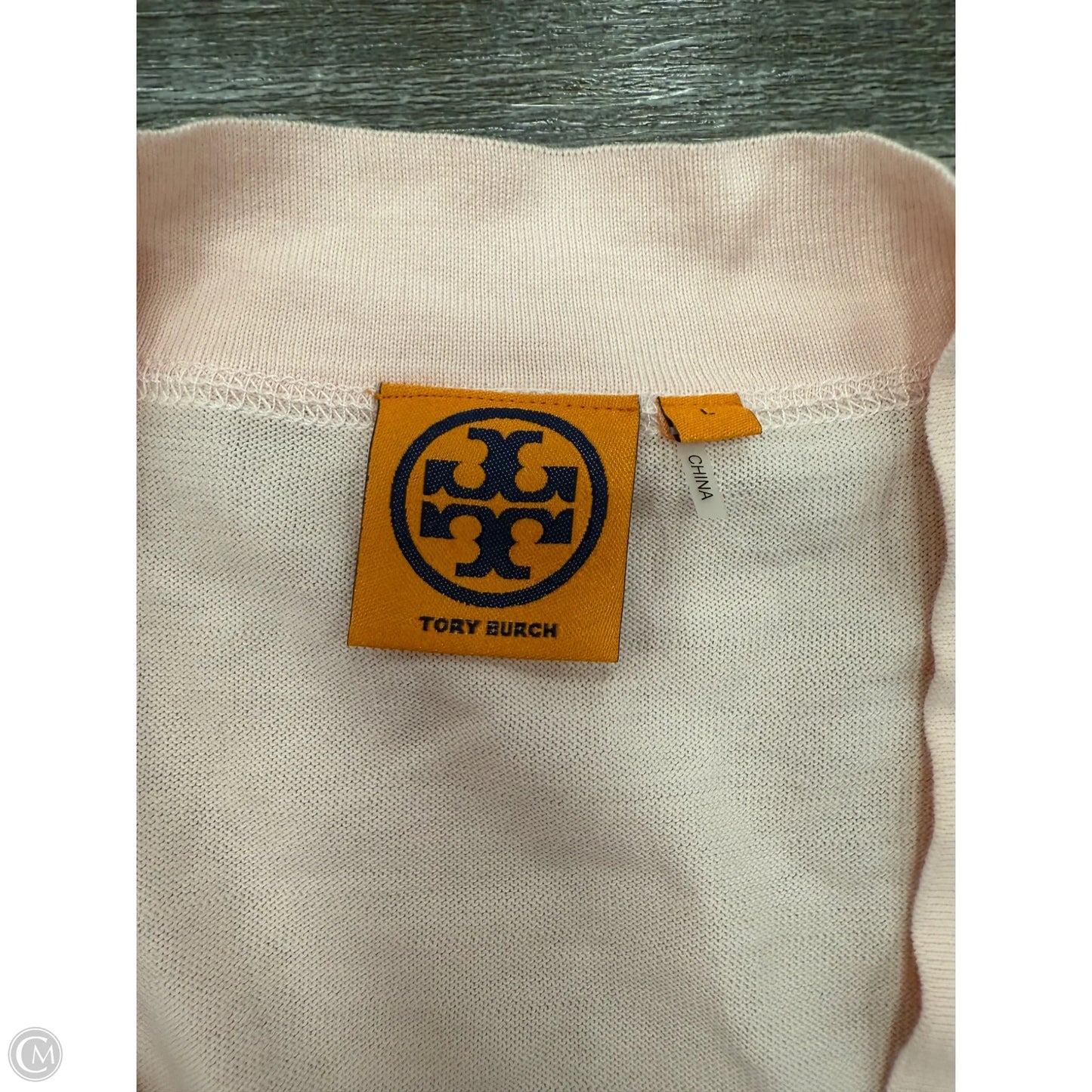 Sweater Cardigan Designer By Tory Burch In Pink, Size: L