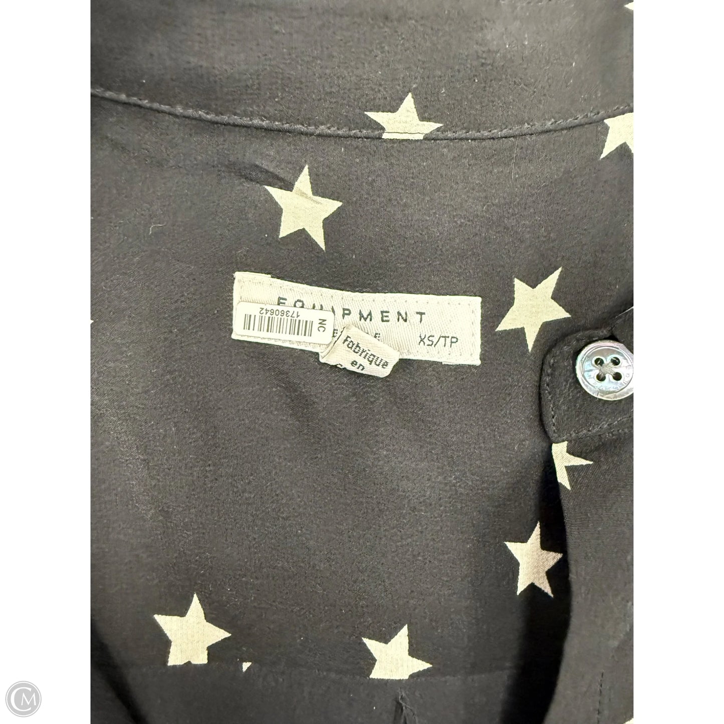 Top Long Sleeve By Equipment In Black & White, Size: Xs