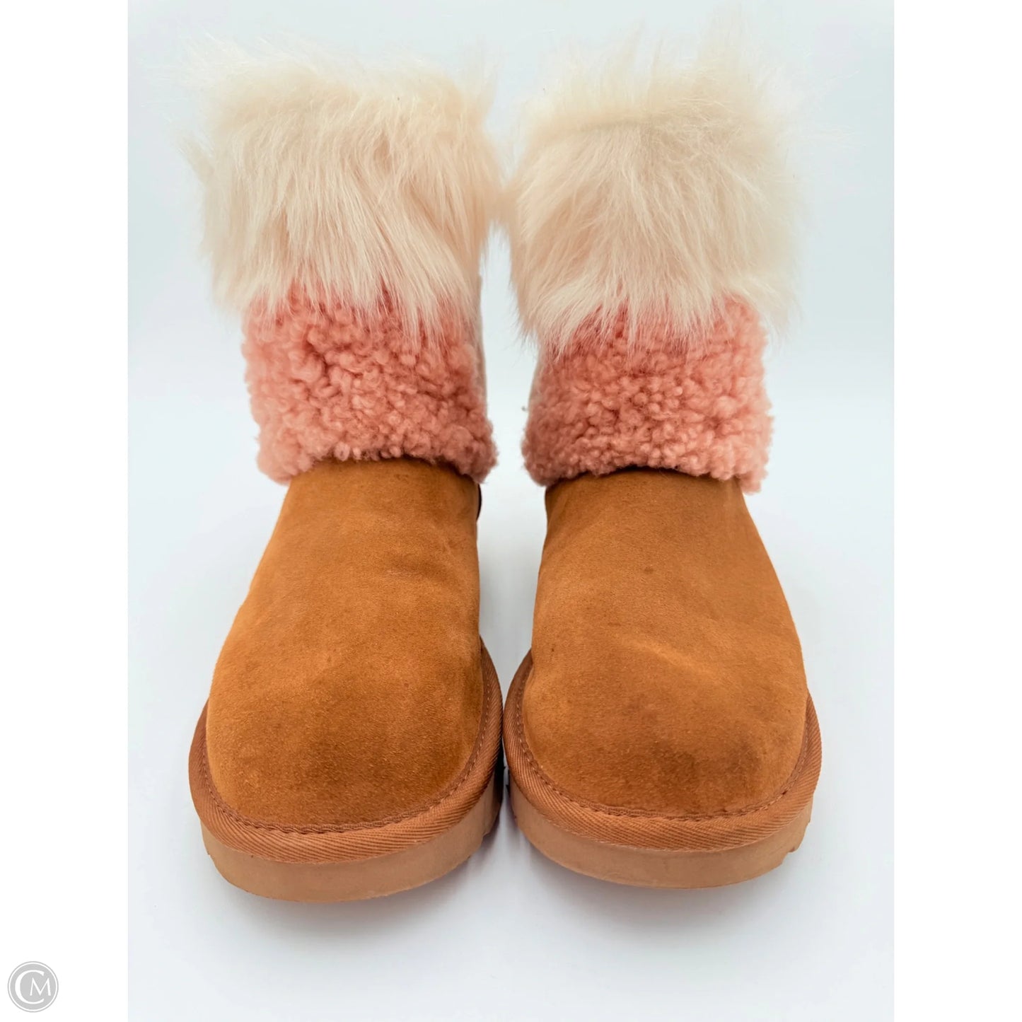 Boots Designer By Ugg In Pink & Tan, Size: 9
