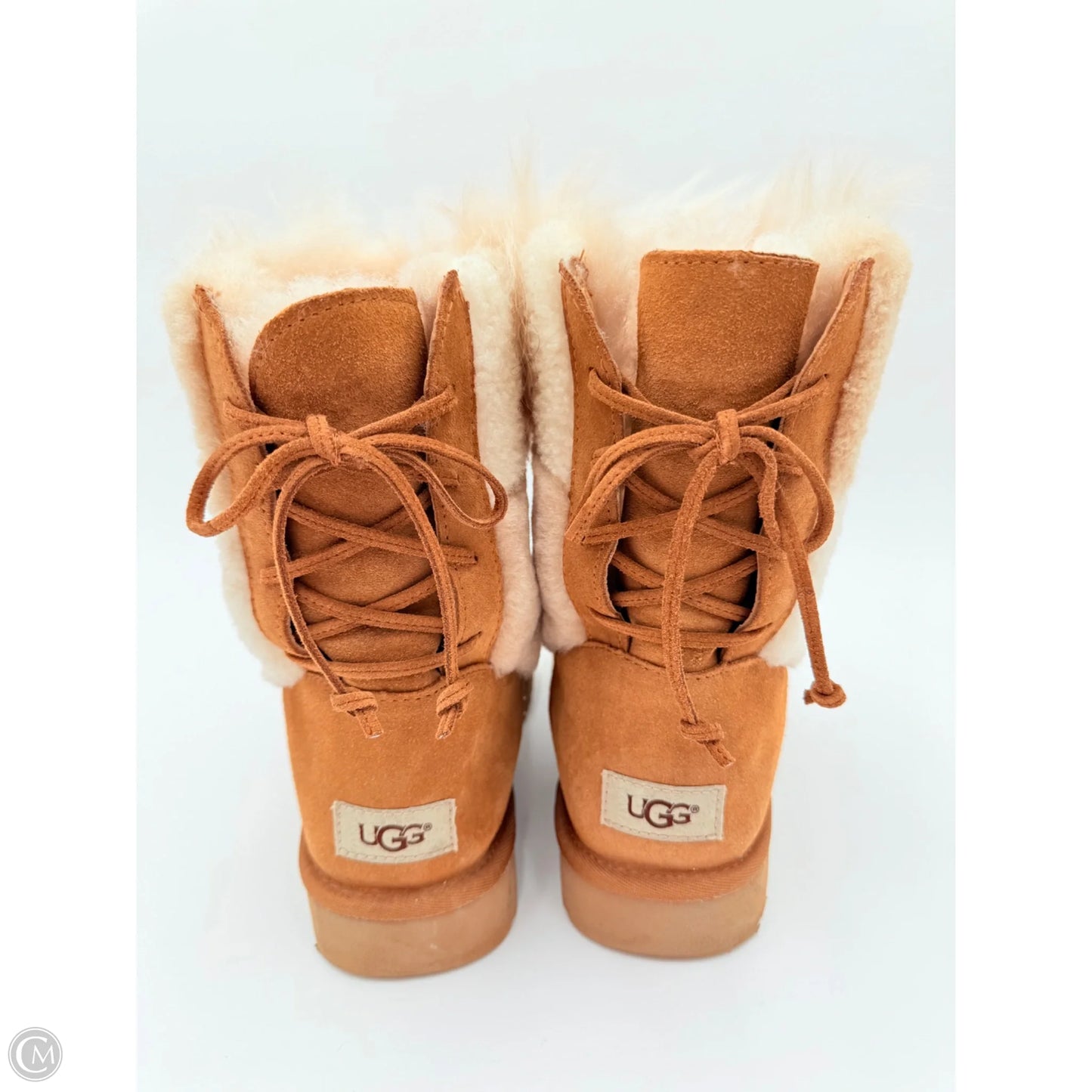 Boots Designer By Ugg In Pink & Tan, Size: 9