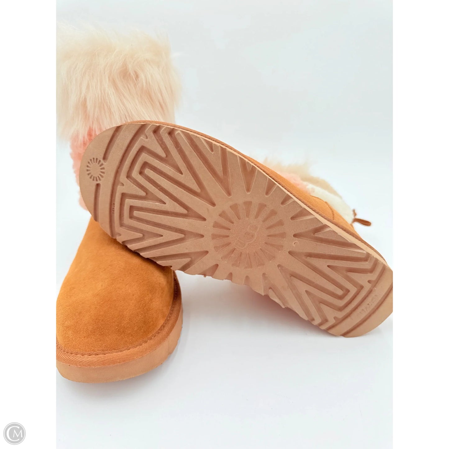 Boots Designer By Ugg In Pink & Tan, Size: 9