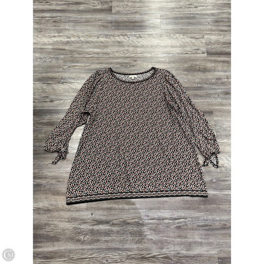 Top Long Sleeve Basic By Max Studio In Pink & White, Size: 2x