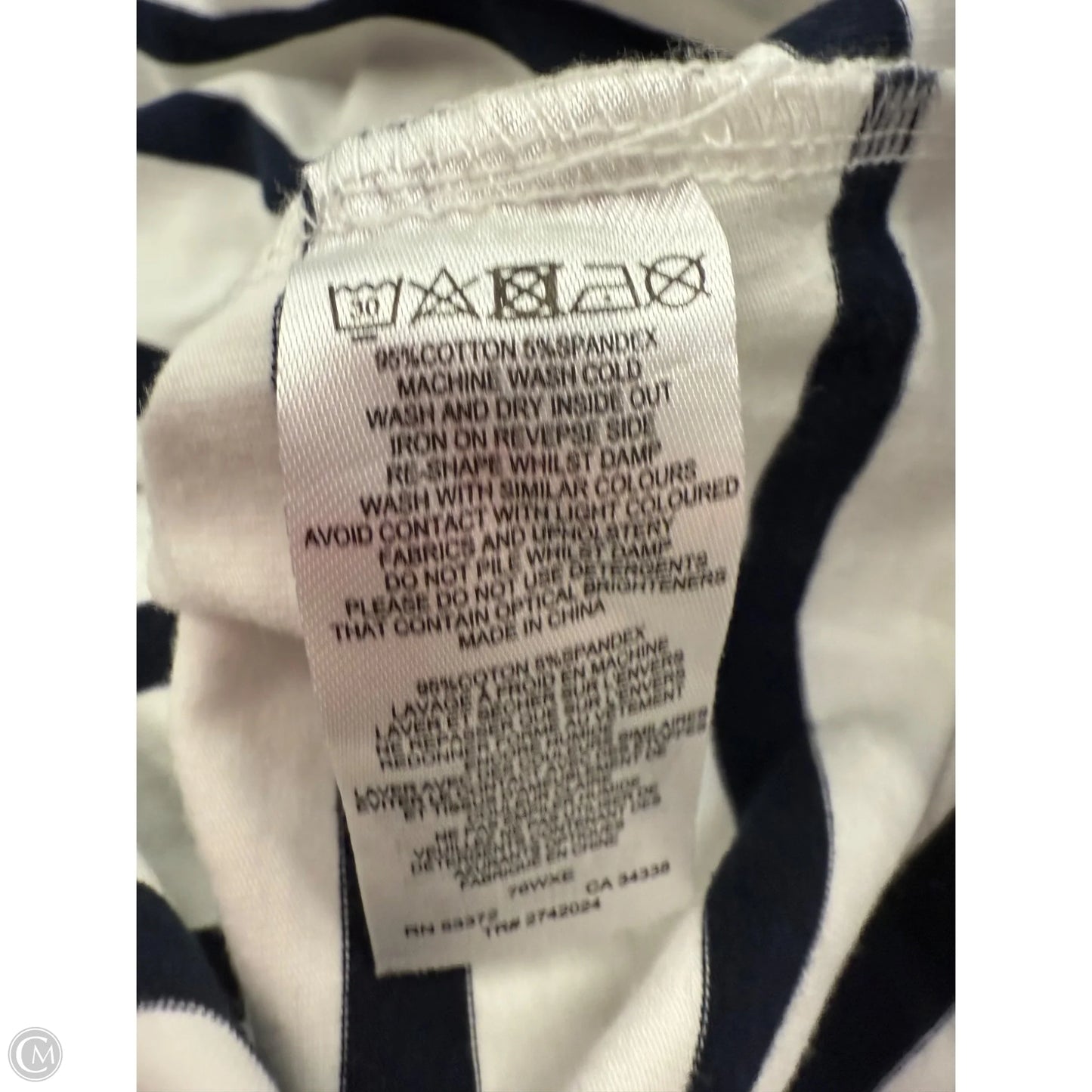 Top Short Sleeve Basic By French Connection In Striped Pattern, Size: M