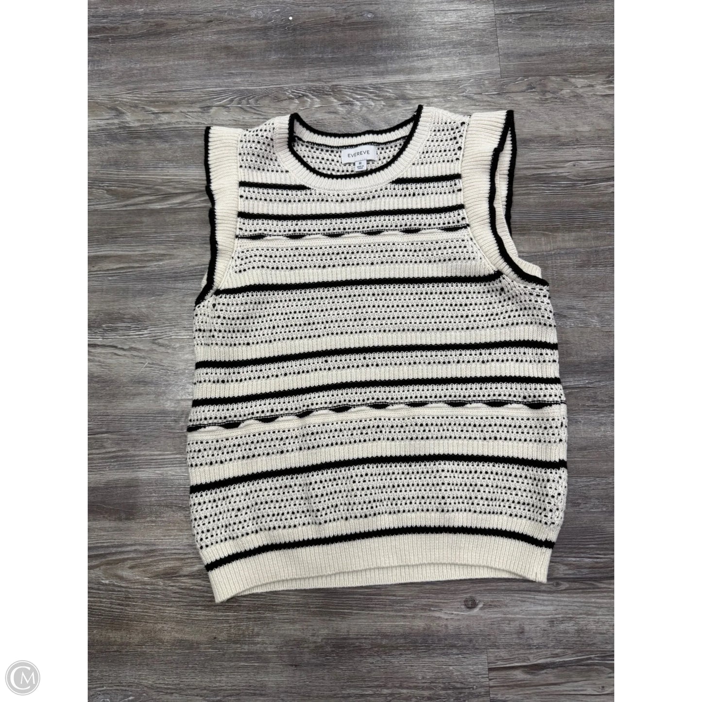 Top Sleeveless By Evereve In Black & Cream, Size: M
