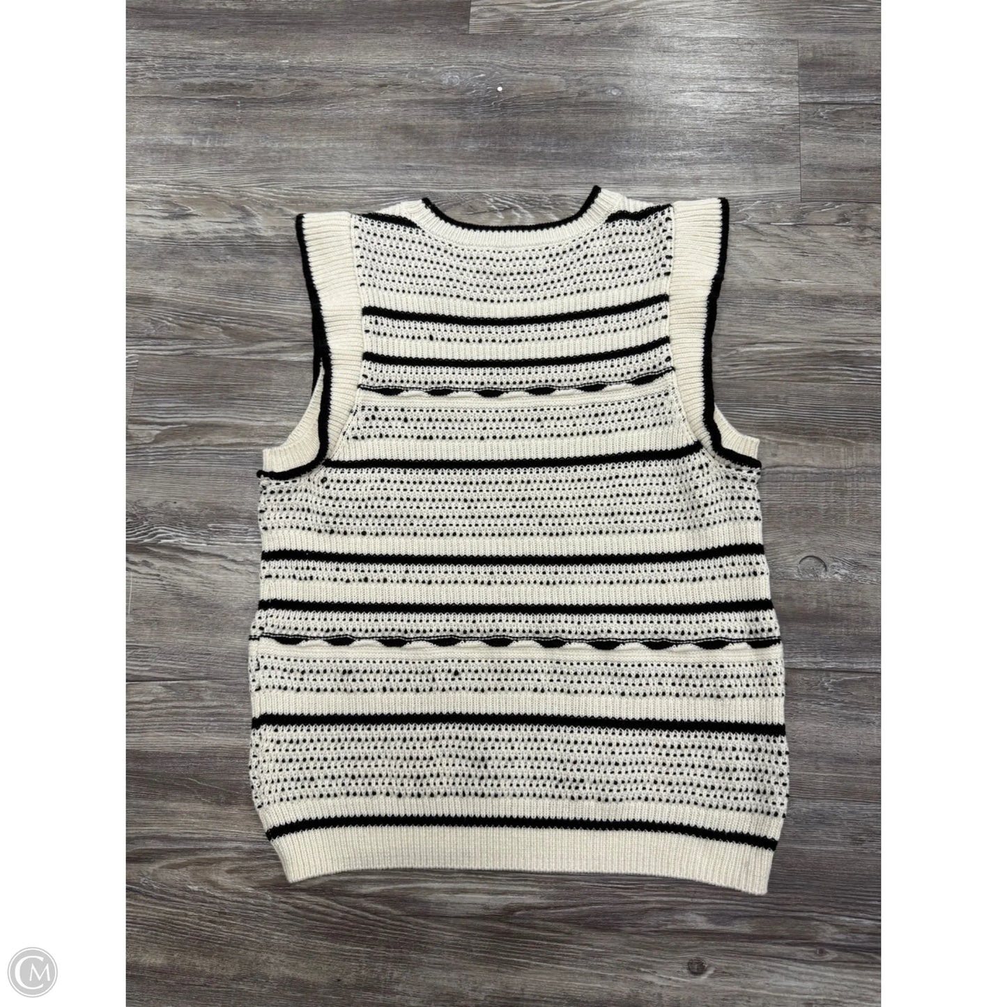 Top Sleeveless By Evereve In Black & Cream, Size: M