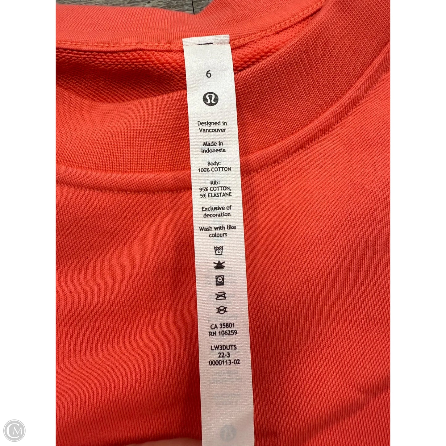 Athletic Sweatshirt Crewneck By Lululemon In Coral, Size: 6