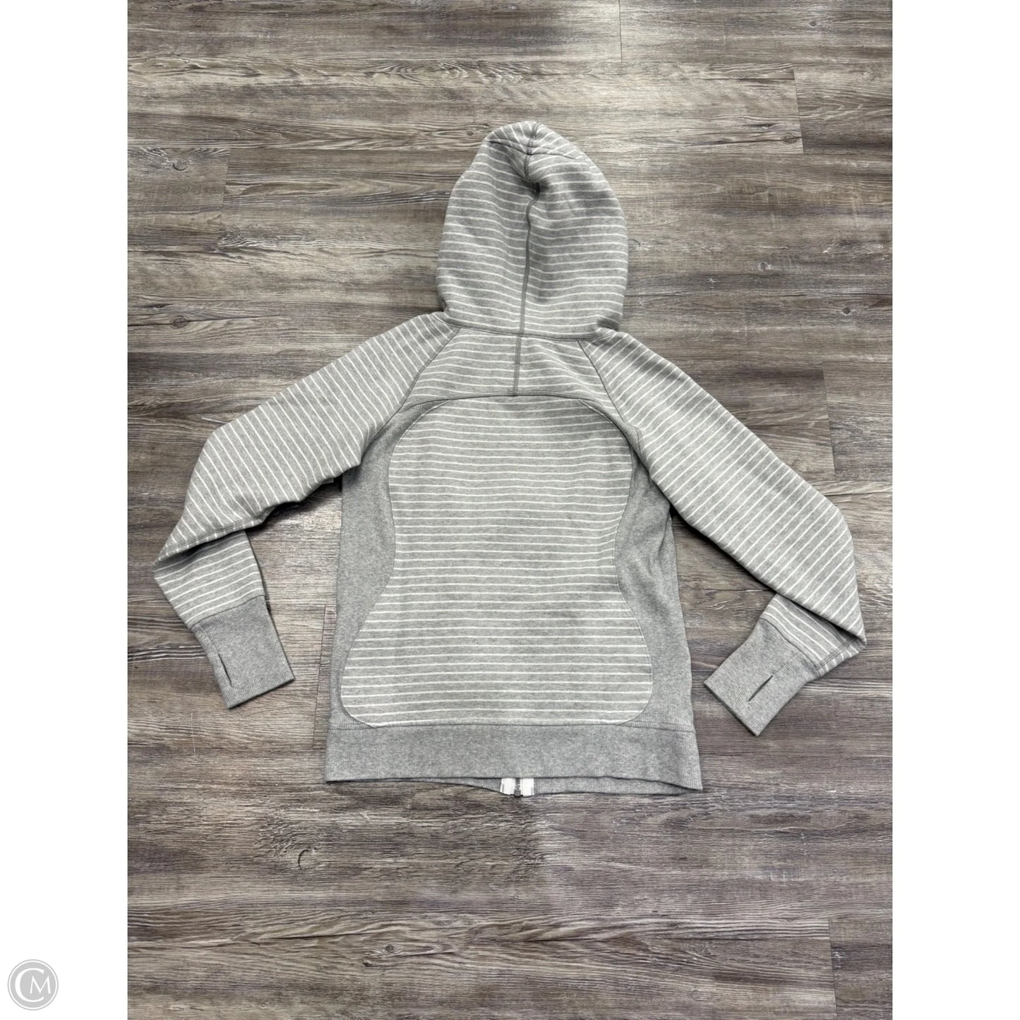 Athletic Sweatshirt Hoodie By Lululemon In Grey & White, Size: 8