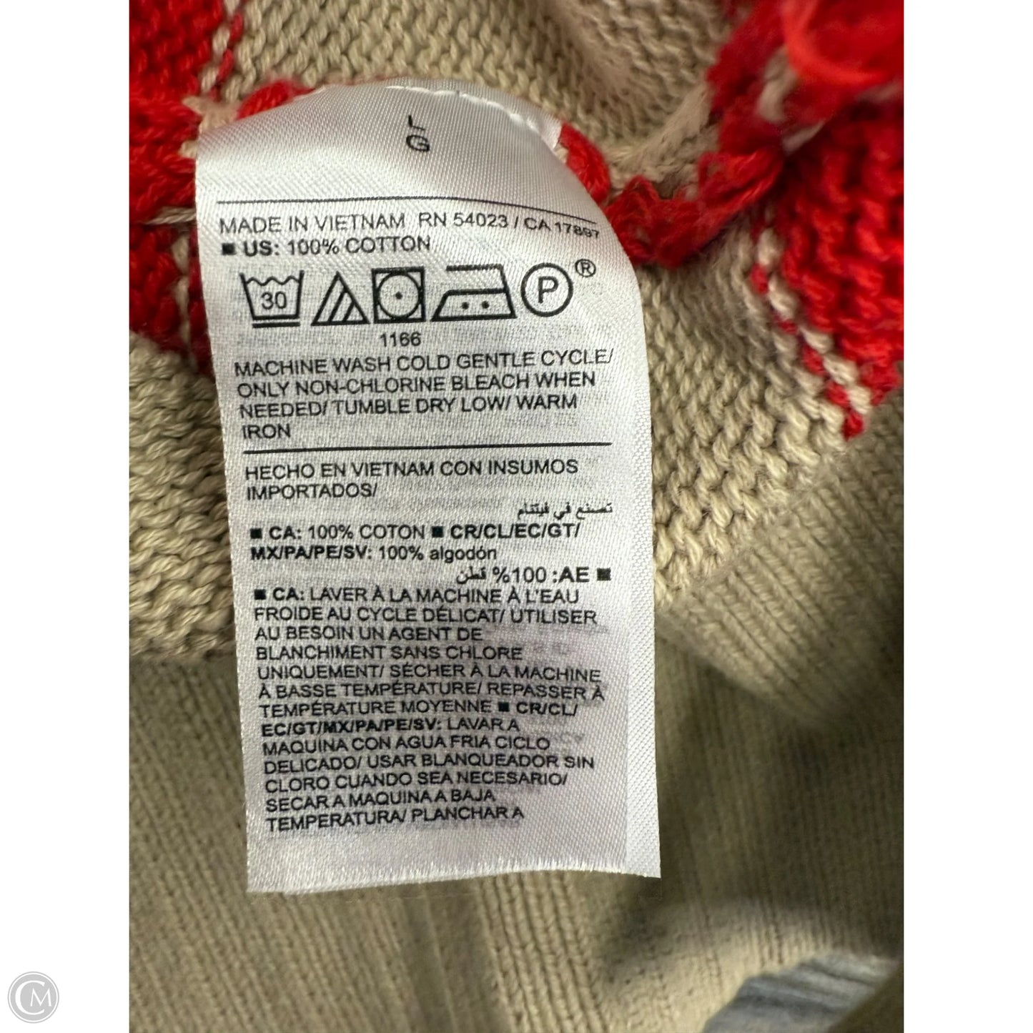 Sweater By Old Navy In Red & Tan, Size: L