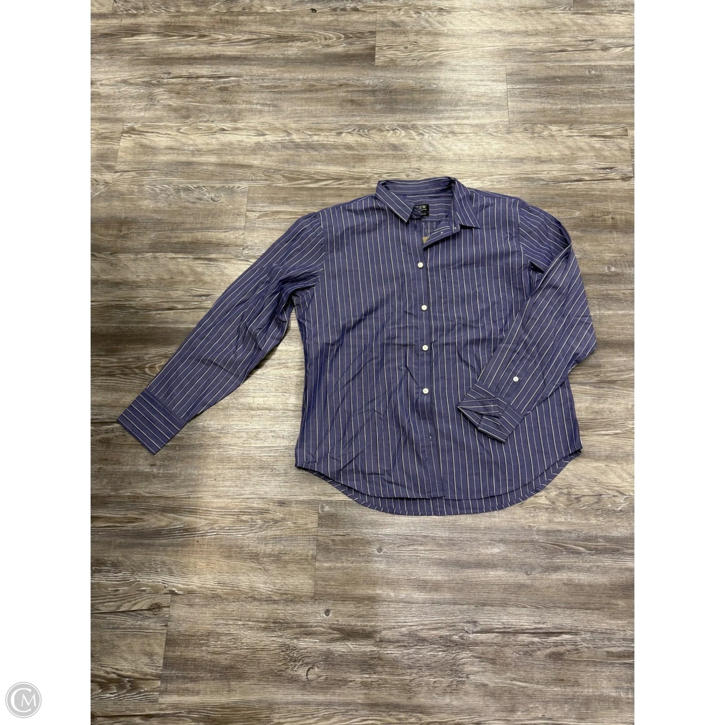 Top Long Sleeve By J. Crew In Blue & Cream, Size: L