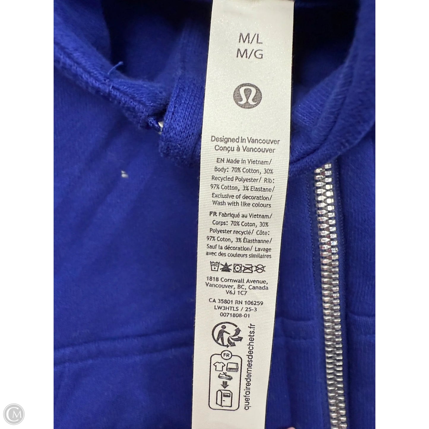Athletic Sweatshirt Hoodie By Lululemon In Blue, Size: M