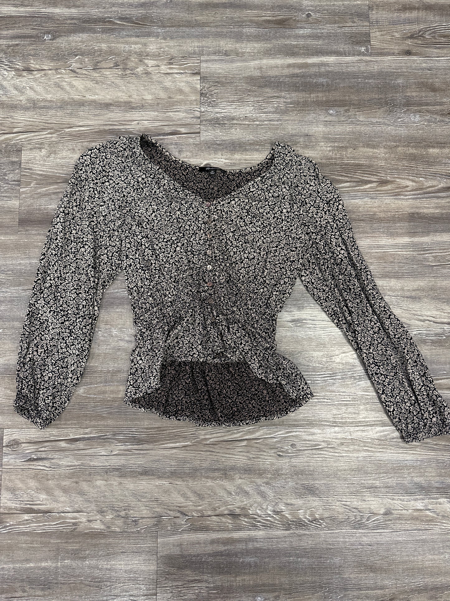 Top Long Sleeve By Madewell In Floral Print, Size: Xs