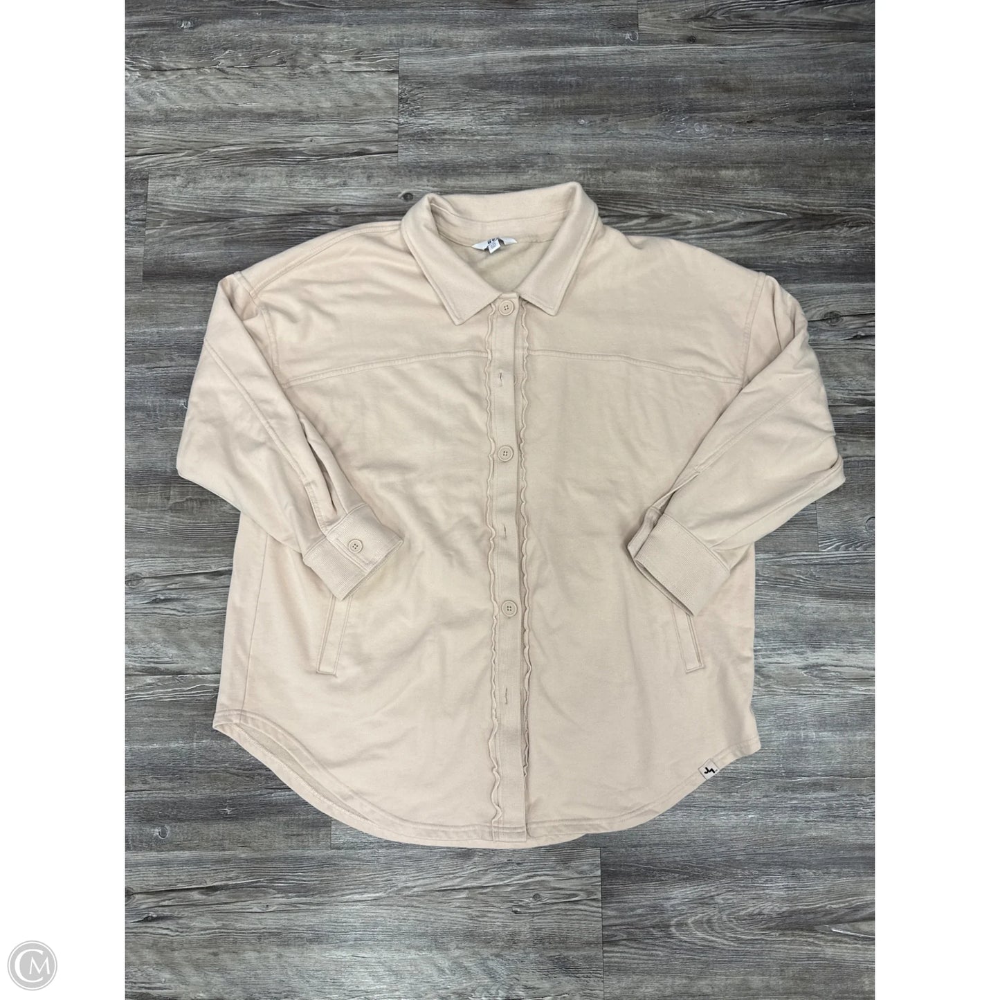 Jacket Shirt By Joy Lab In Beige, Size: Xxl