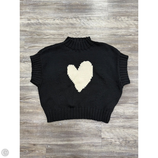Sweater Short Sleeve By Maeve In Black & Cream, Size: L