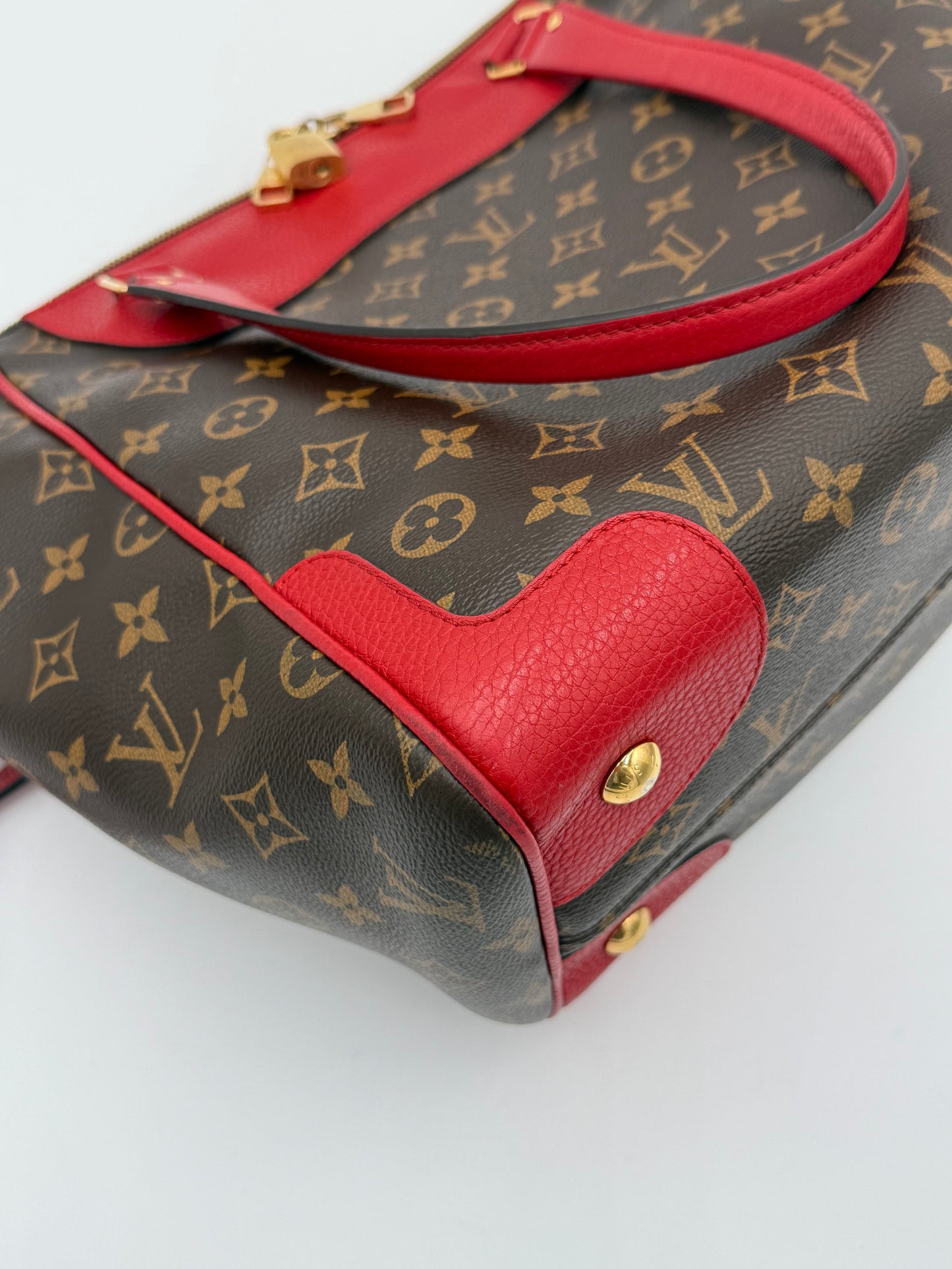 Handbag Luxury Designer By Louis Vuitton In Brown & Red, Size:Large