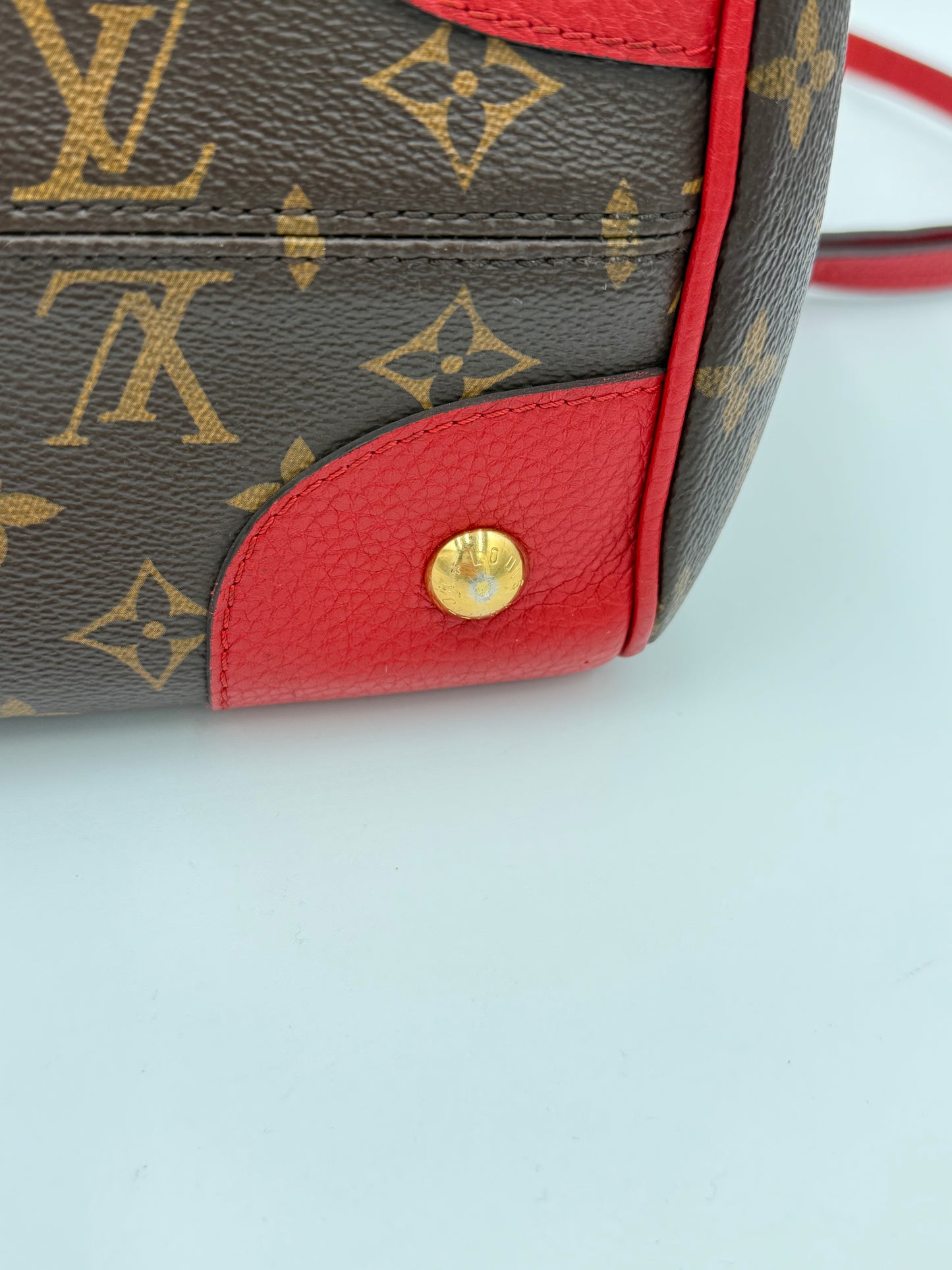 Handbag Luxury Designer By Louis Vuitton In Brown & Red, Size:Large