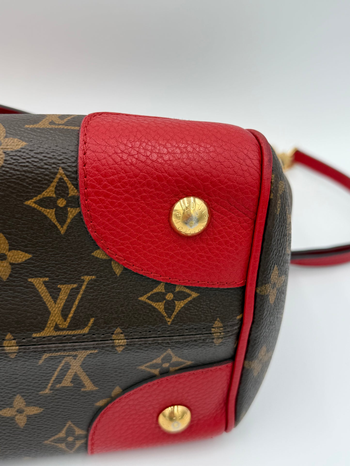 Handbag Luxury Designer By Louis Vuitton In Brown & Red, Size:Large