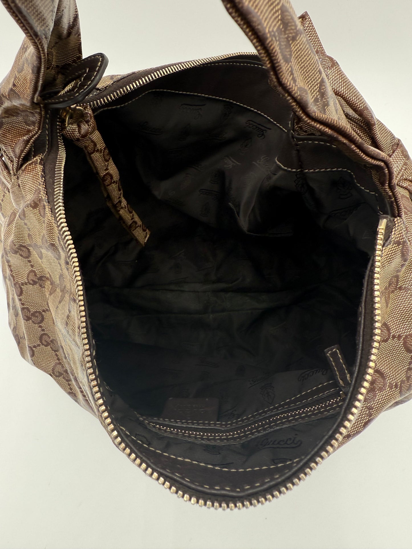 Handbag Luxury Designer By Gucci In Brown, Size:Large