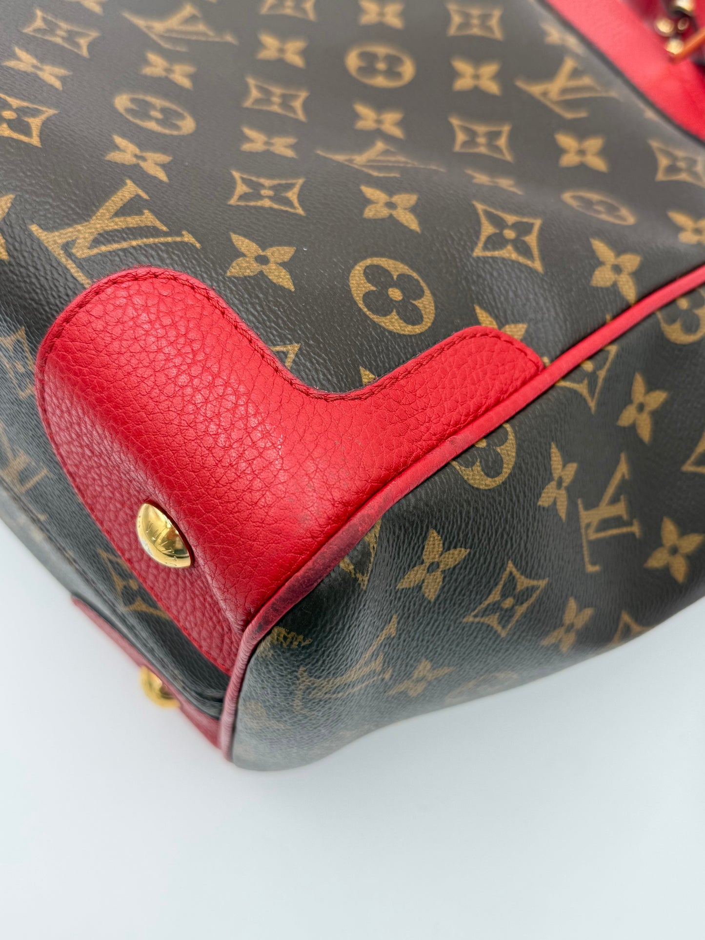 Handbag Luxury Designer By Louis Vuitton In Brown & Red, Size:Large