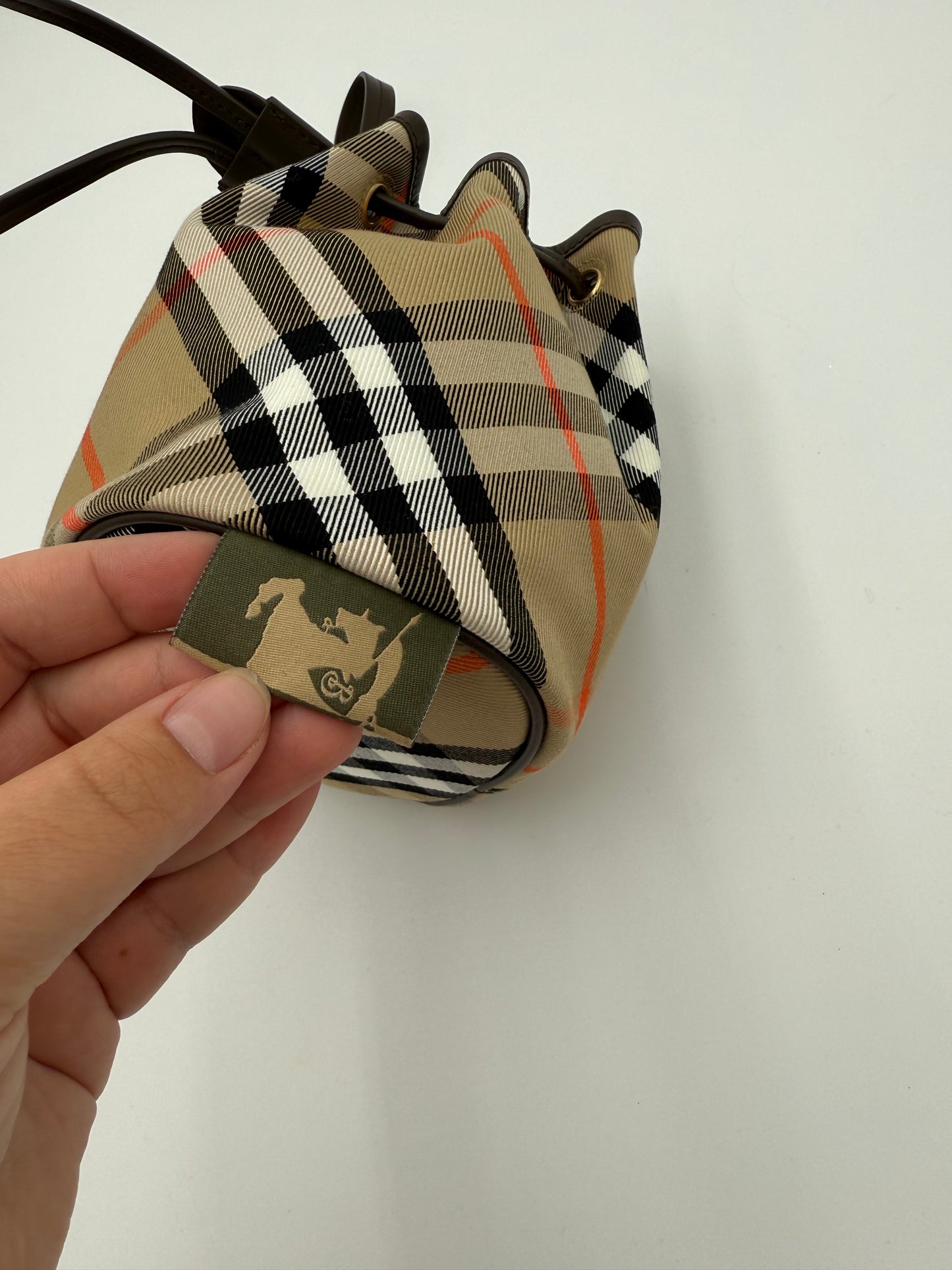 Handbag Luxury Designer By Burberry In Plaid Pattern, Size:Small