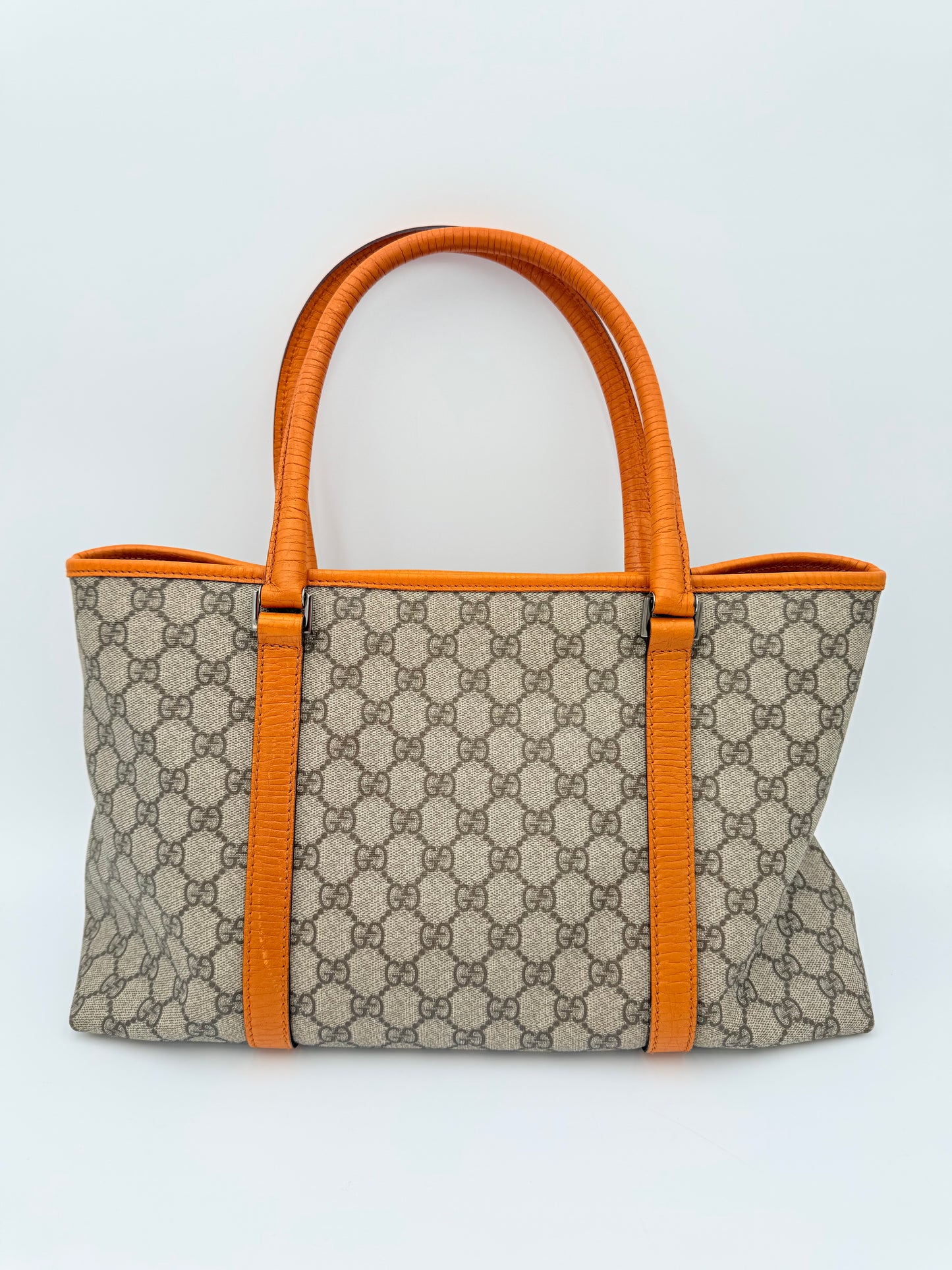 Handbag Luxury Designer By Gucci In Brown & Orange, Size:Medium