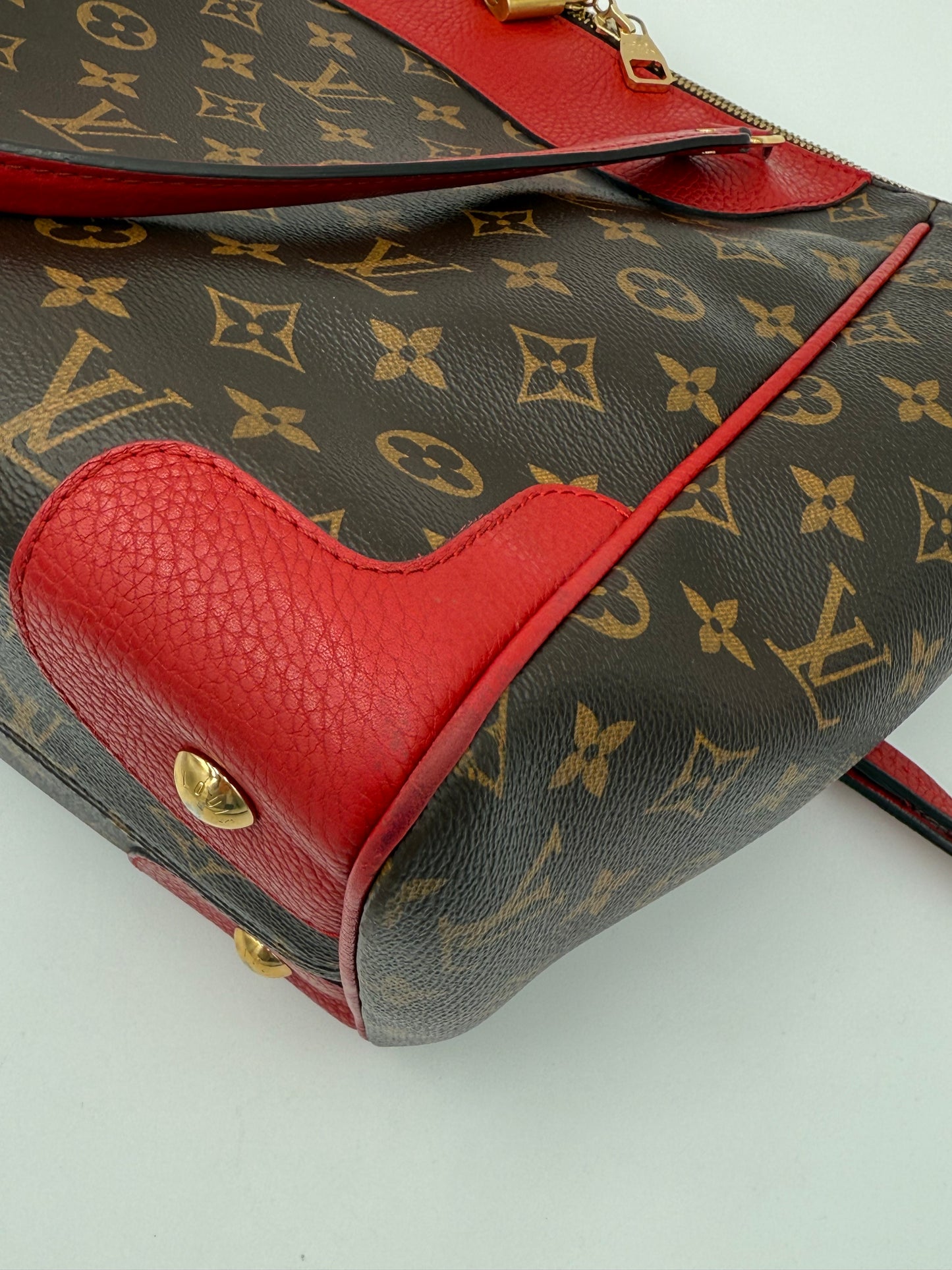 Handbag Luxury Designer By Louis Vuitton In Brown & Red, Size:Large