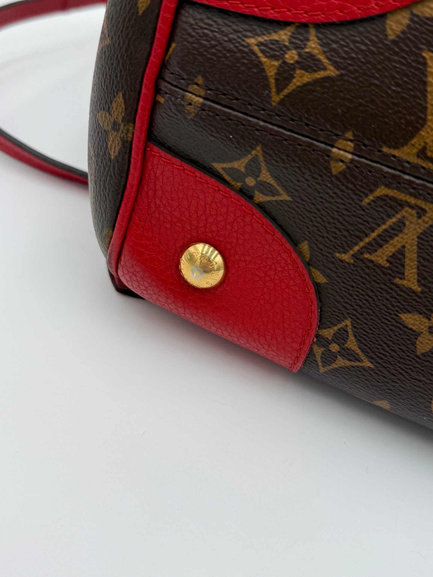 Handbag Luxury Designer By Louis Vuitton In Brown & Red, Size:Large