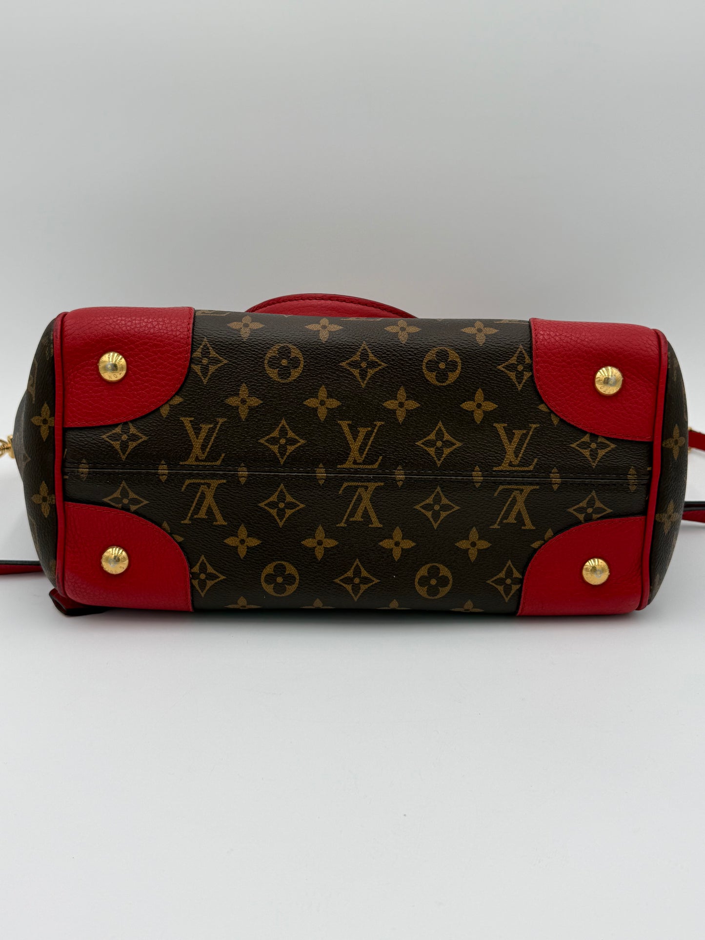 Handbag Luxury Designer By Louis Vuitton In Brown & Red, Size:Large