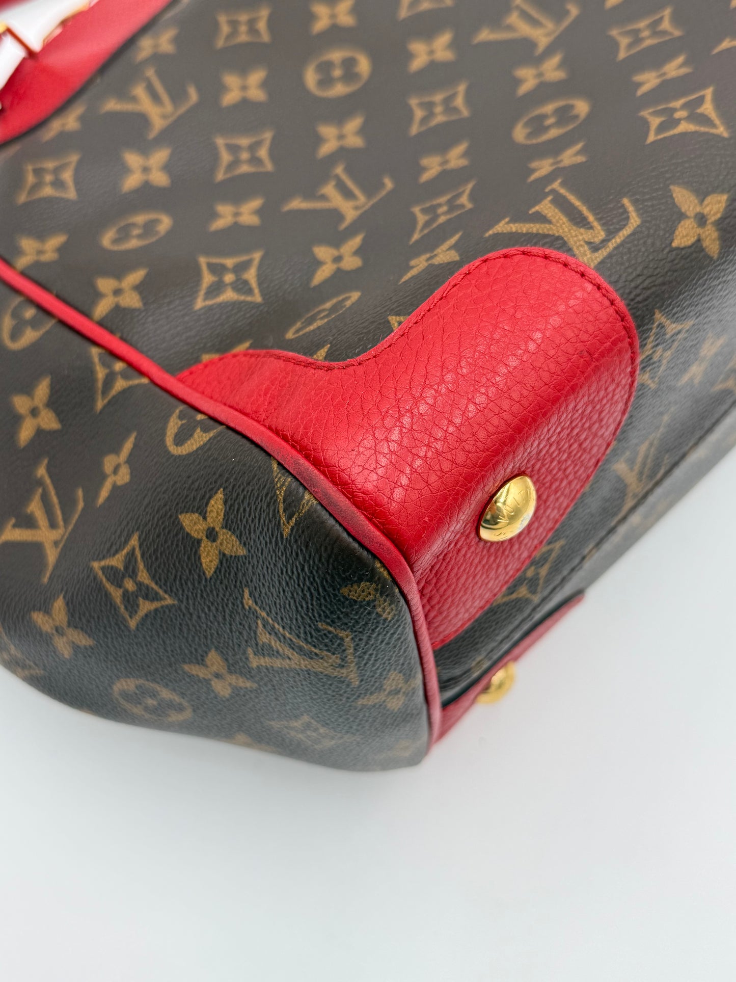 Handbag Luxury Designer By Louis Vuitton In Brown & Red, Size:Large