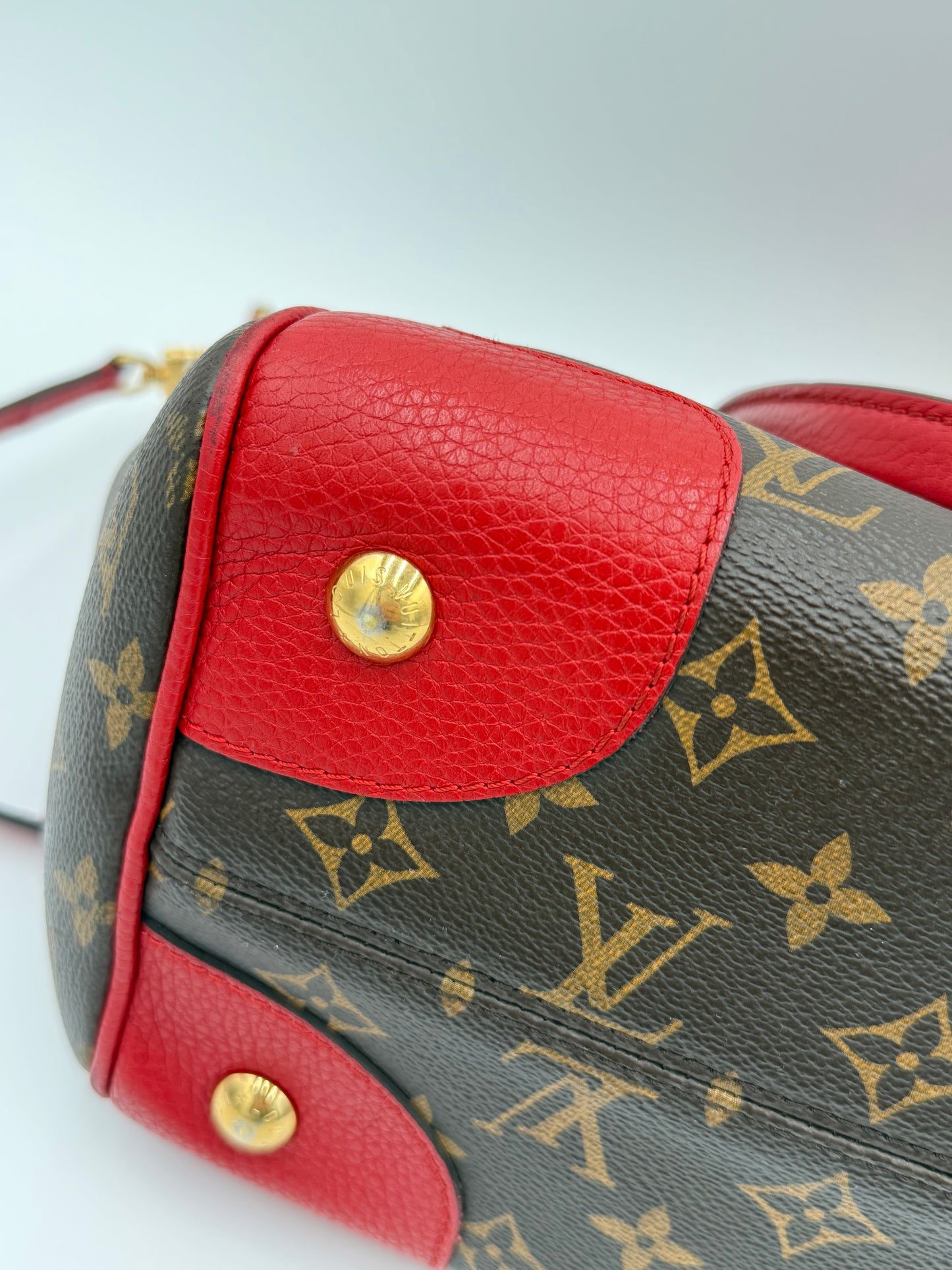 Handbag Luxury Designer By Louis Vuitton In Brown & Red, Size:Large