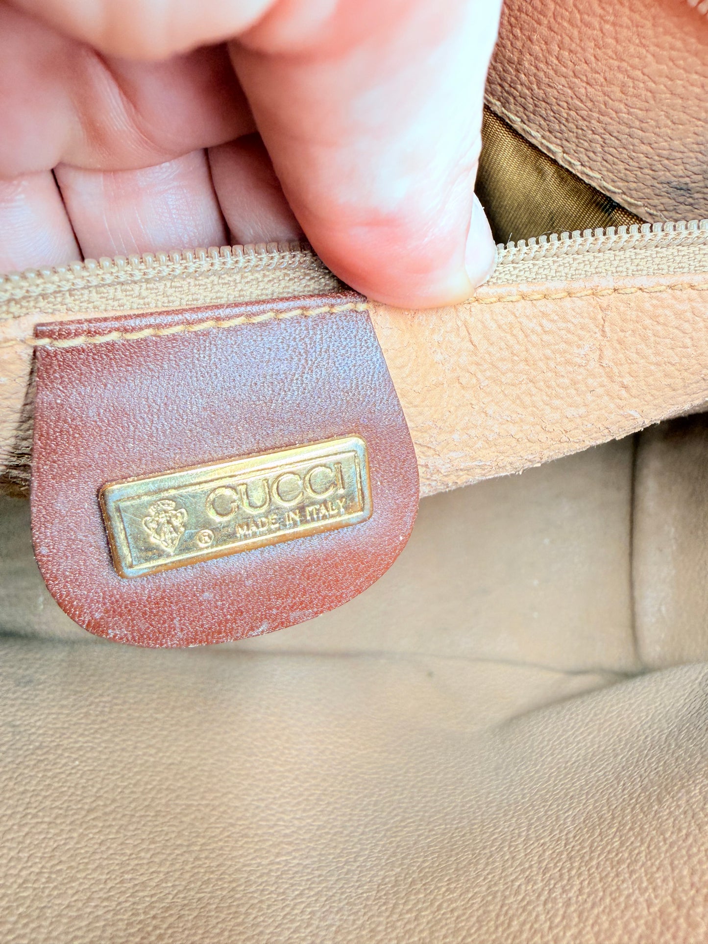 Crossbody Luxury Designer By Gucci In Brown & Green, Size:Medium