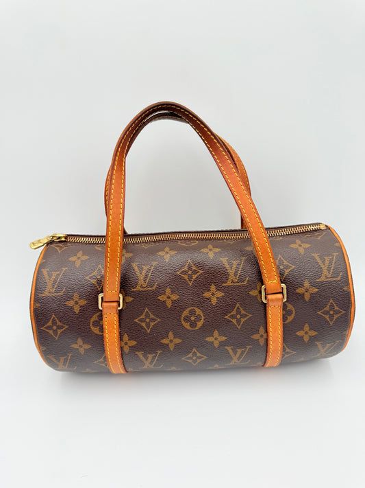 Handbag Luxury Designer By Louis Vuitton In Brown & Gold, Size:Medium