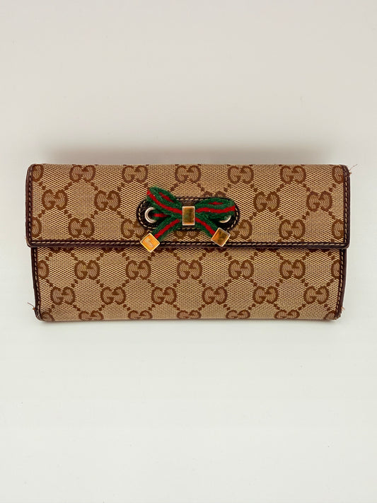 Wallet Luxury Designer By Gucci In Brown, Size:Large