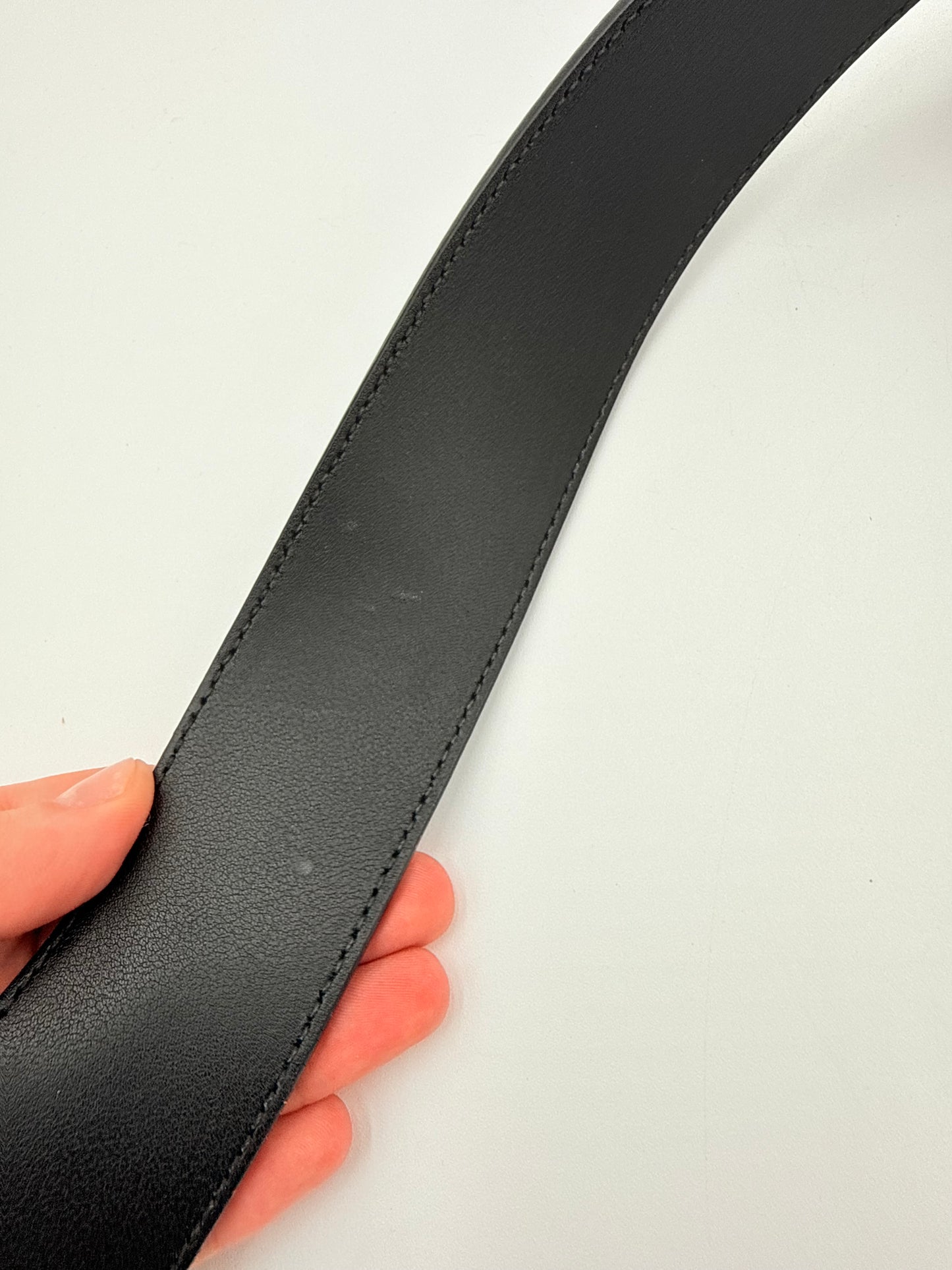 Belt Luxury Designer By Gucci In Black & Silver