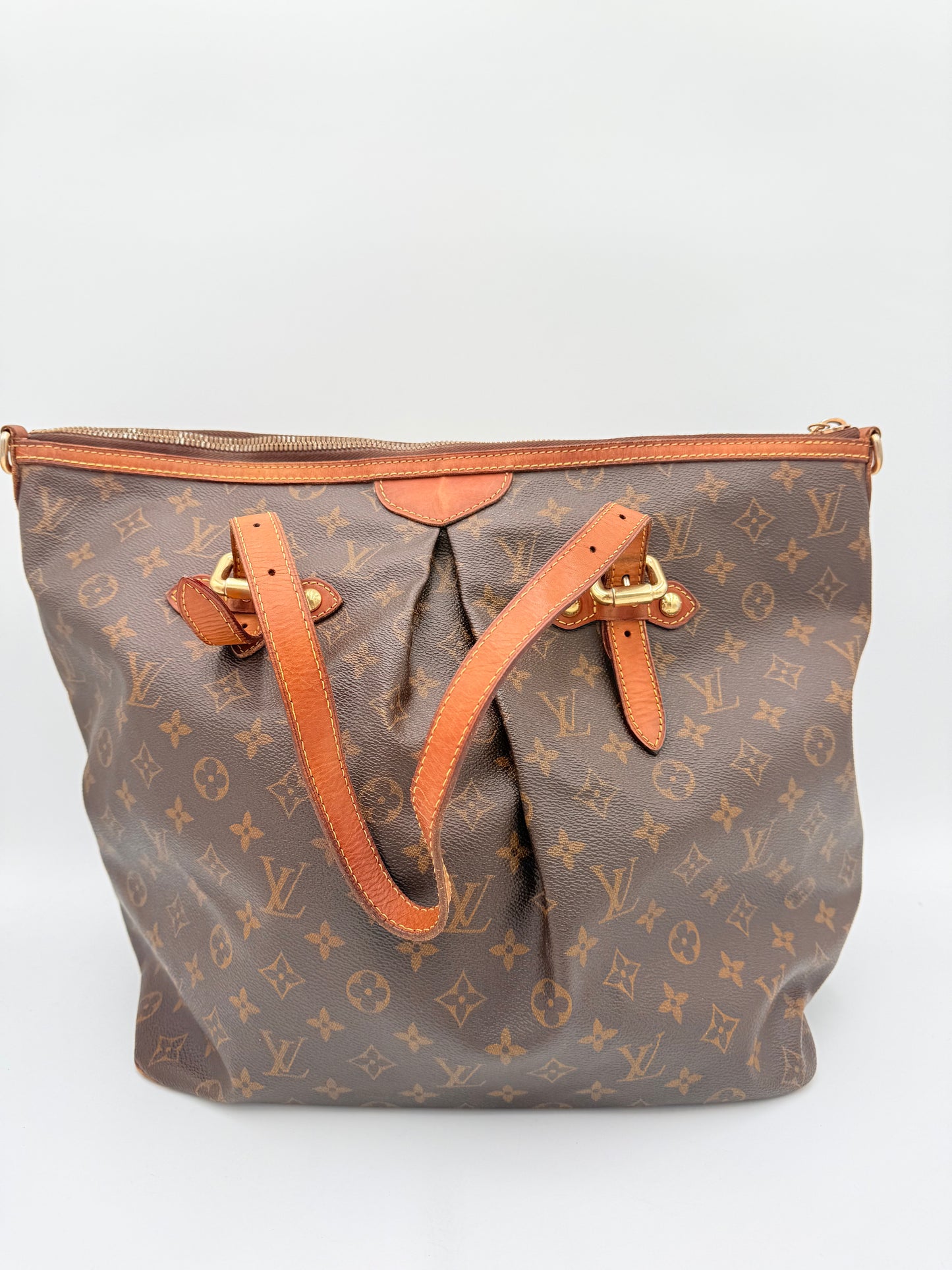Tote Luxury Designer By Louis Vuitton In Brown & Tan, Size:Medium
