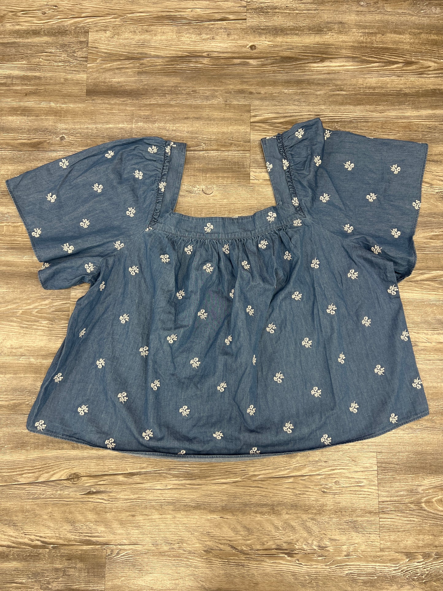 Top Short Sleeve By Draper James In Blue & White, Size: 2x