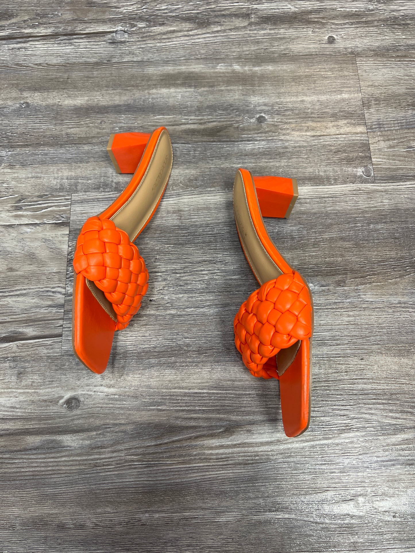 Sandals Heels Kitten By Shoedazzle In Orange, Size: 9.5