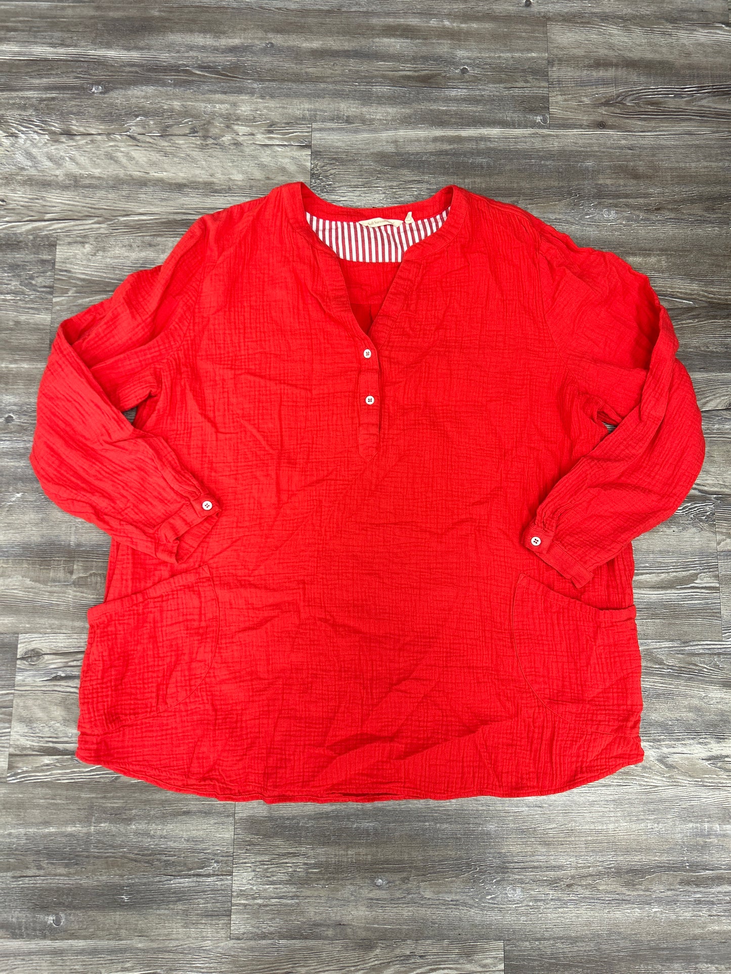 Top 3/4 Sleeve By Soft Surroundings In Red, Size: 3x