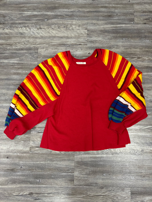 Top Long Sleeve By We The Free In Red & Yellow, Size: L