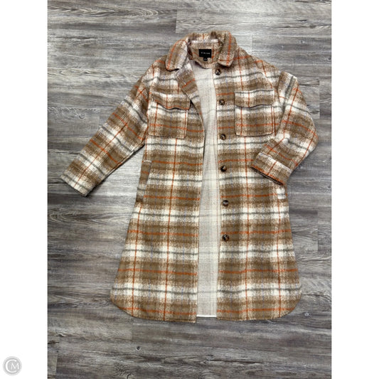 Coat Wool By Timing In Tan & White, Size: L