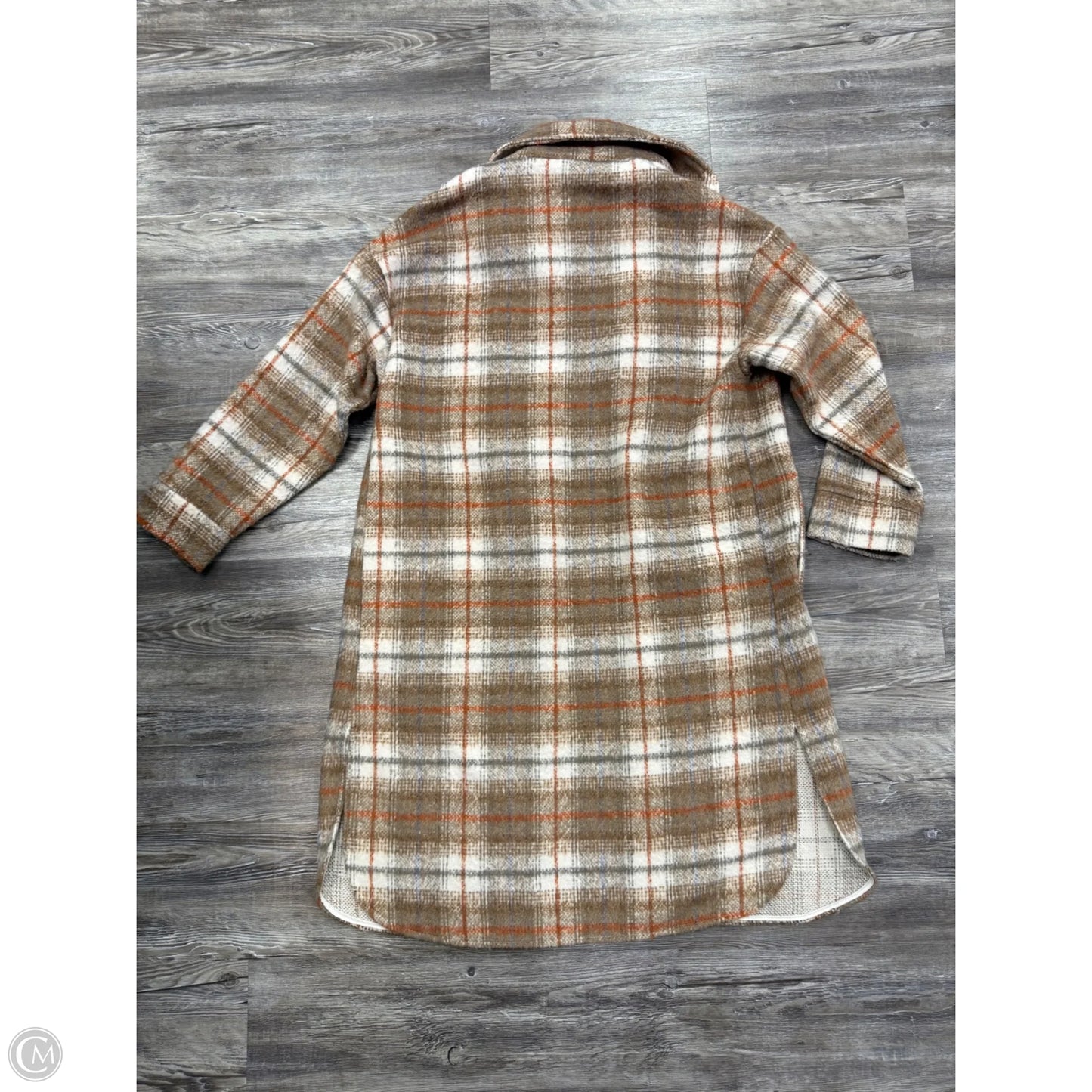 Coat Wool By Timing In Tan & White, Size: L
