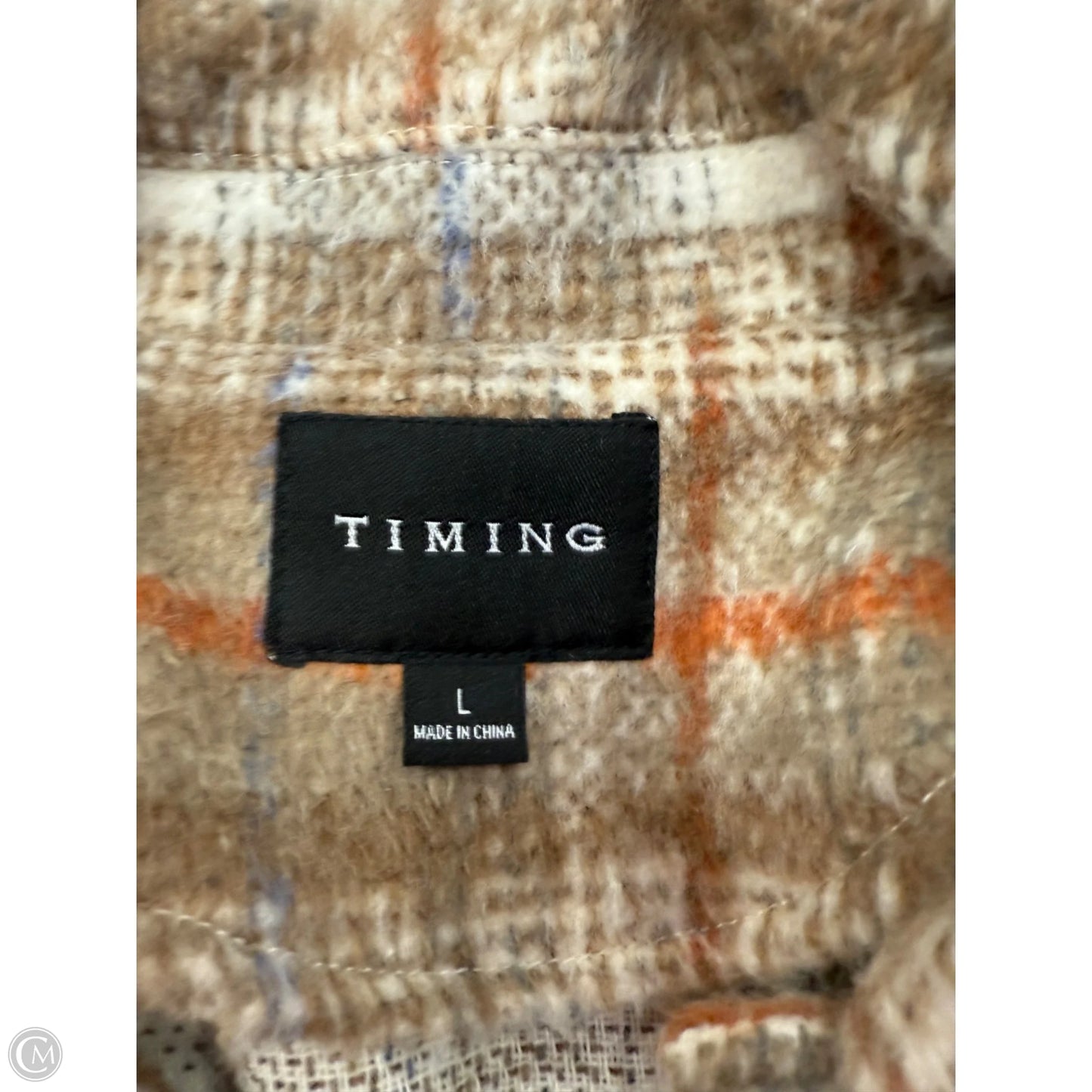 Coat Wool By Timing In Tan & White, Size: L