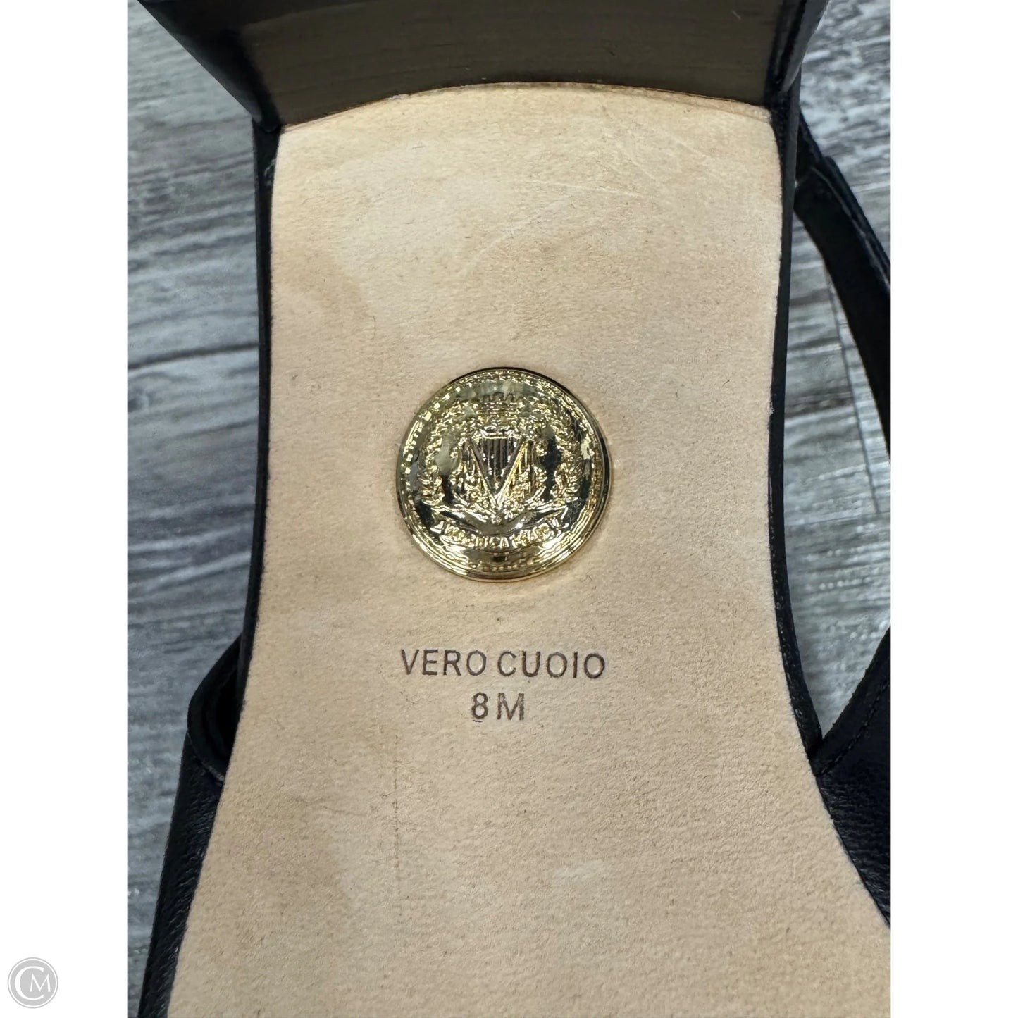 Shoes Designer By Veronica Beard In Black & Gold, Size: 8