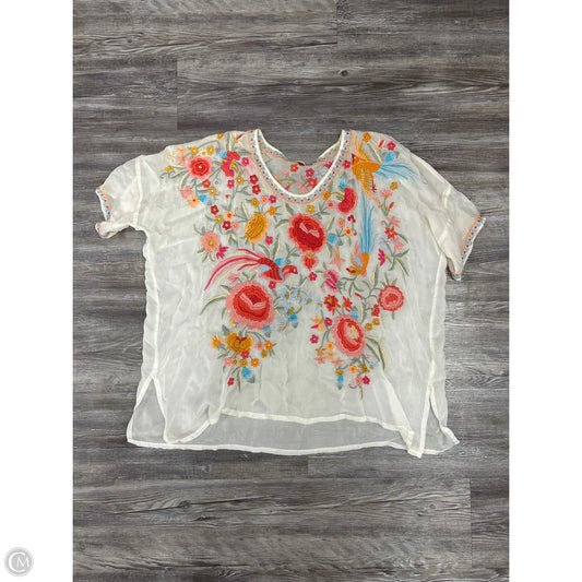 Top Short Sleeve Designer By Johnny Was In Floral Print, Size: M