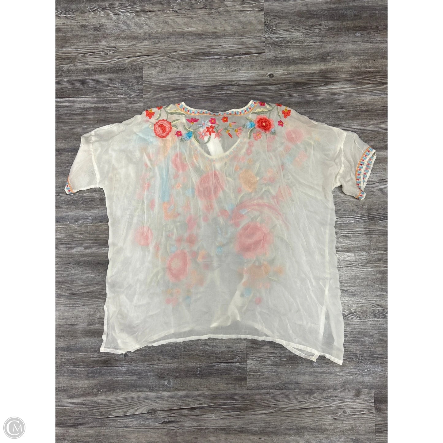 Top Short Sleeve Designer By Johnny Was In Floral Print, Size: M