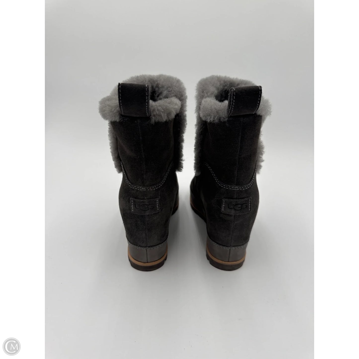 Boots Ankle Heels By Ugg In Grey, Size: 9.5