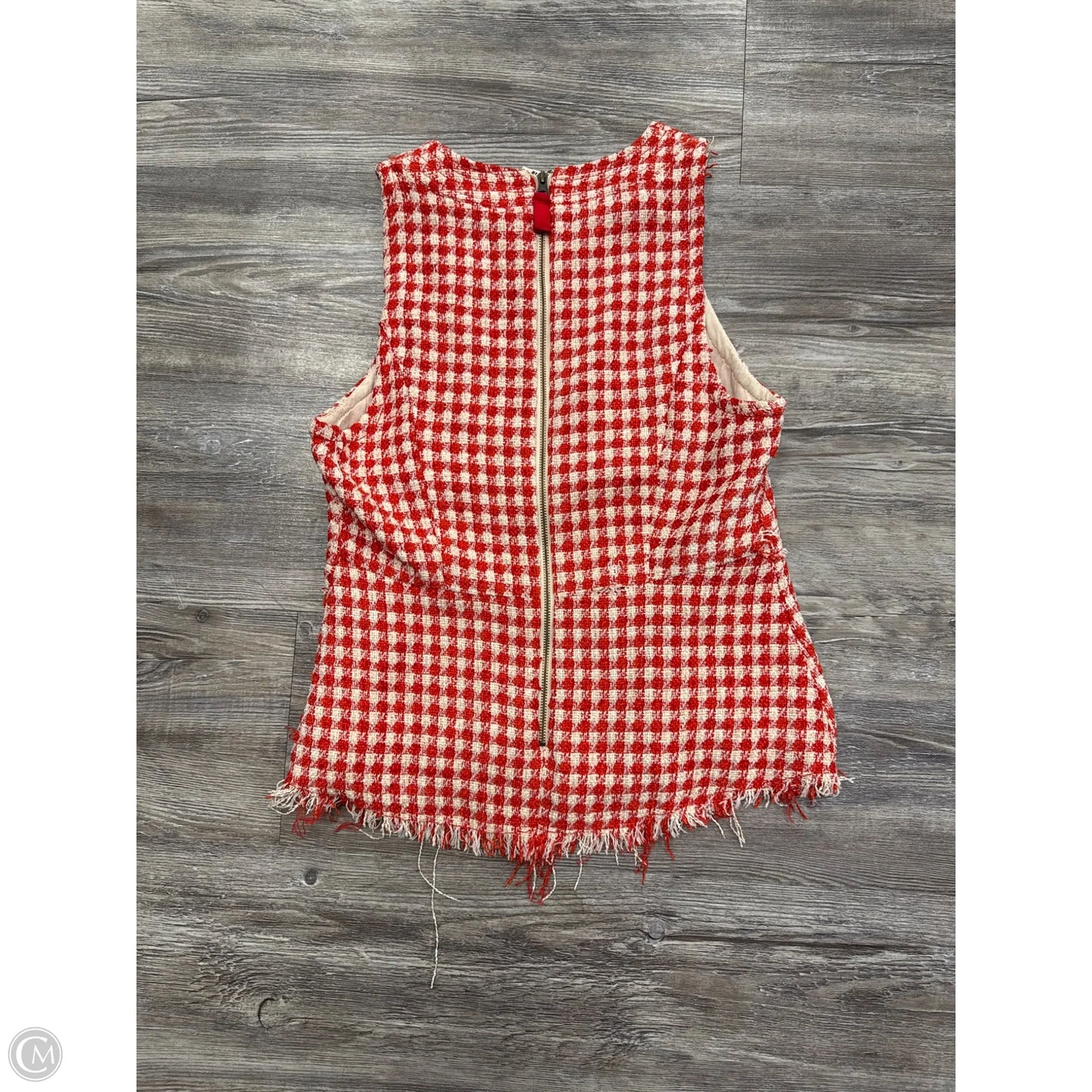 Top Sleeveless By Maeve In Red & White, Size: Xs