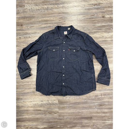 Top Long Sleeve By Levis In Blue Denim, Size: Xxl