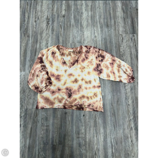 Top 3/4 Sleeve By Nation In Tie Dye Print, Size: L