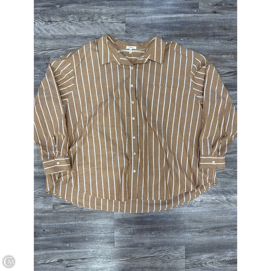 Top Long Sleeve By Maurices In Tan & White, Size: 3x